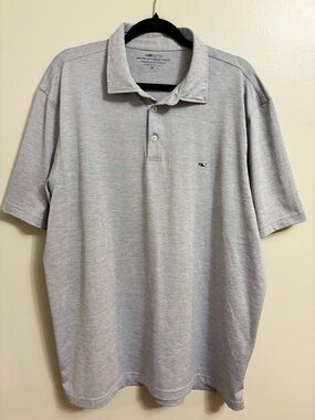 Vineyard Vines On-the-Go Light Gray Men's Polo with Whale Logo